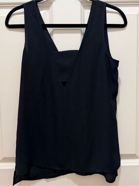 Women’s Express Black Silky Lightweight Peekaboo Tank Top Workwear Office XS
